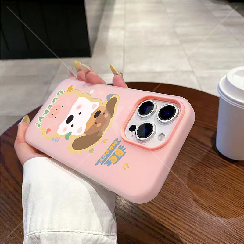 2 ใน 1 เคส ZTE Axon 40 Lite Blade A34 Blade A54 การ์ตูนสุนัขหมีน้อยหมูน้อยเคสโทรศัพท์