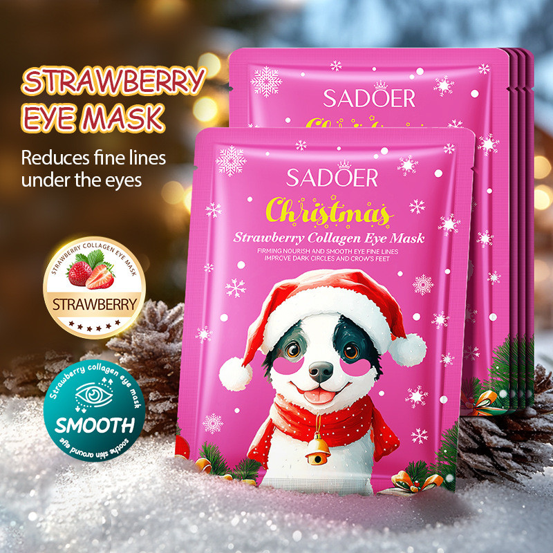 Eye Mask SADOER Christmas Strawberry Collagen Eye Mask Moisturizing Eye