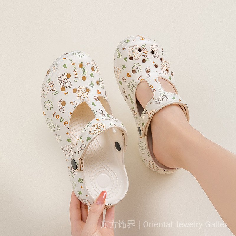 ผู้หญิงฤดูร้อนรูปแบบใหม่น้ําหนักเบาเป็นพิเศษเป่าโถวพิมพ์หนาSoled Anti-Slip Hole รองเท้าแตะ - รูปที่ 4