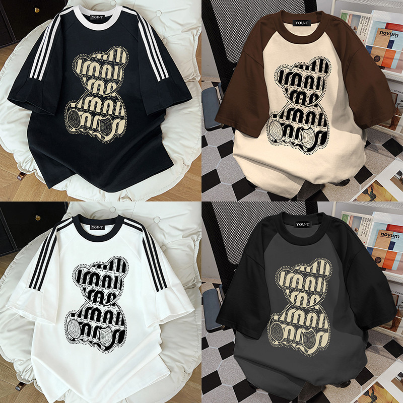 yout-trend  พร้อมส่ง เสื้อยืด oversize unisex สไตล์เกาหลี ผ้าฝ้ายแท้ใส่สบาย ไม่แตกเมื่อซัก “MN BEAR”
