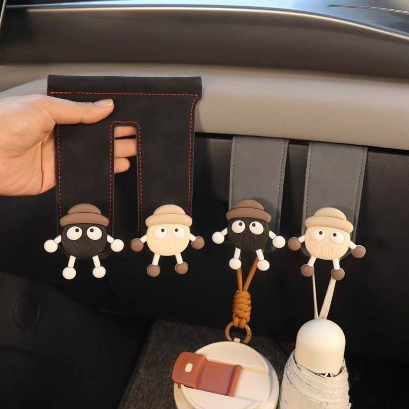 Cute Briquette Car Suede Double Hook Car Interior Design Modification Front Row Co-Pilot Glove Box Storage Hook 1ZlT