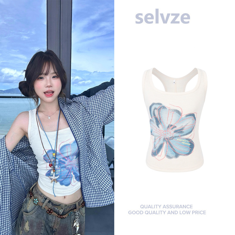 SELVZE set 2 ชิ้น เสื้อเชิ้ตแขนยาว+เสื้อสายเดี่ยว ทรงหลวม สไตล์เกาหลี สําหรับผู้หญิง ชุดเซต เสื้อกล้ามสายเดี่ยวผู้หญิง