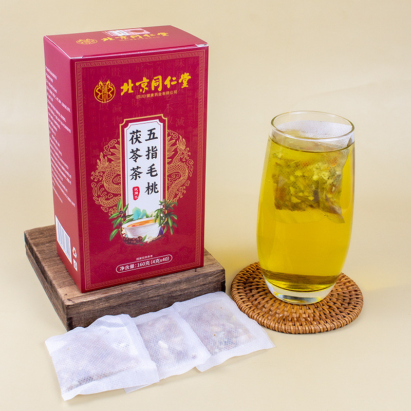 ปักกิ่ง Tongrentang Five-Finger Hair Peach Poria Tea Coix Seed Health Tea Bag Tea 160g Fu Wet Tea 11
