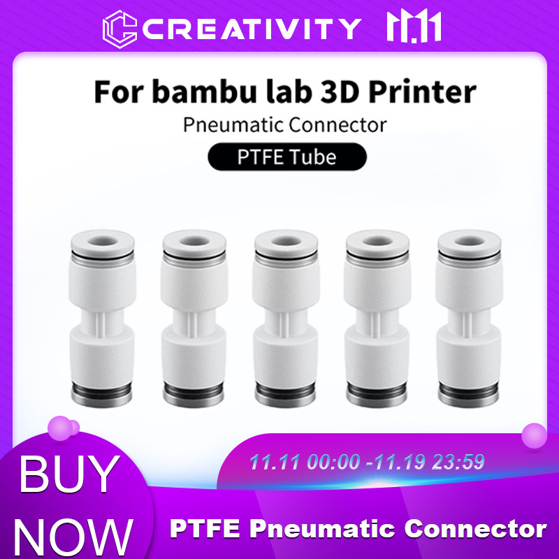 3D Printer PTFE Pneumatic Fitting Tube Connector 1.75mm Filament Extruder Quick Connector for Bambu 