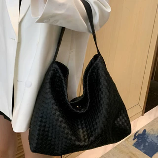Lune&Velvet กระเป๋าโท้ตถักมือขนาดใหญ่ สะพายรักแร้หรือไหล่ สไตล์วินเทจ