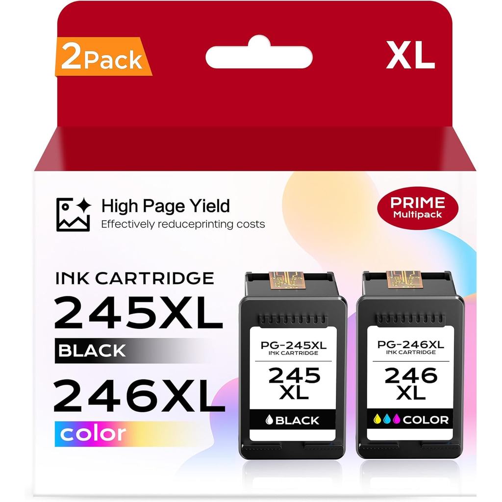 245XL 246XL Ink Cartridges 2 Pack Compatible with Canon Ink 245 and 246 Replacement for Canon PG-245