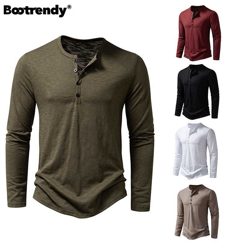 เสื้อ Henley ไม้ไผ่ขนาดบวกของผู้ชาย - เสื้อยืดสตรีทแวร์น้ําหนักเบาระบายอากาศได้สําหรับลําลองทุกวัน
