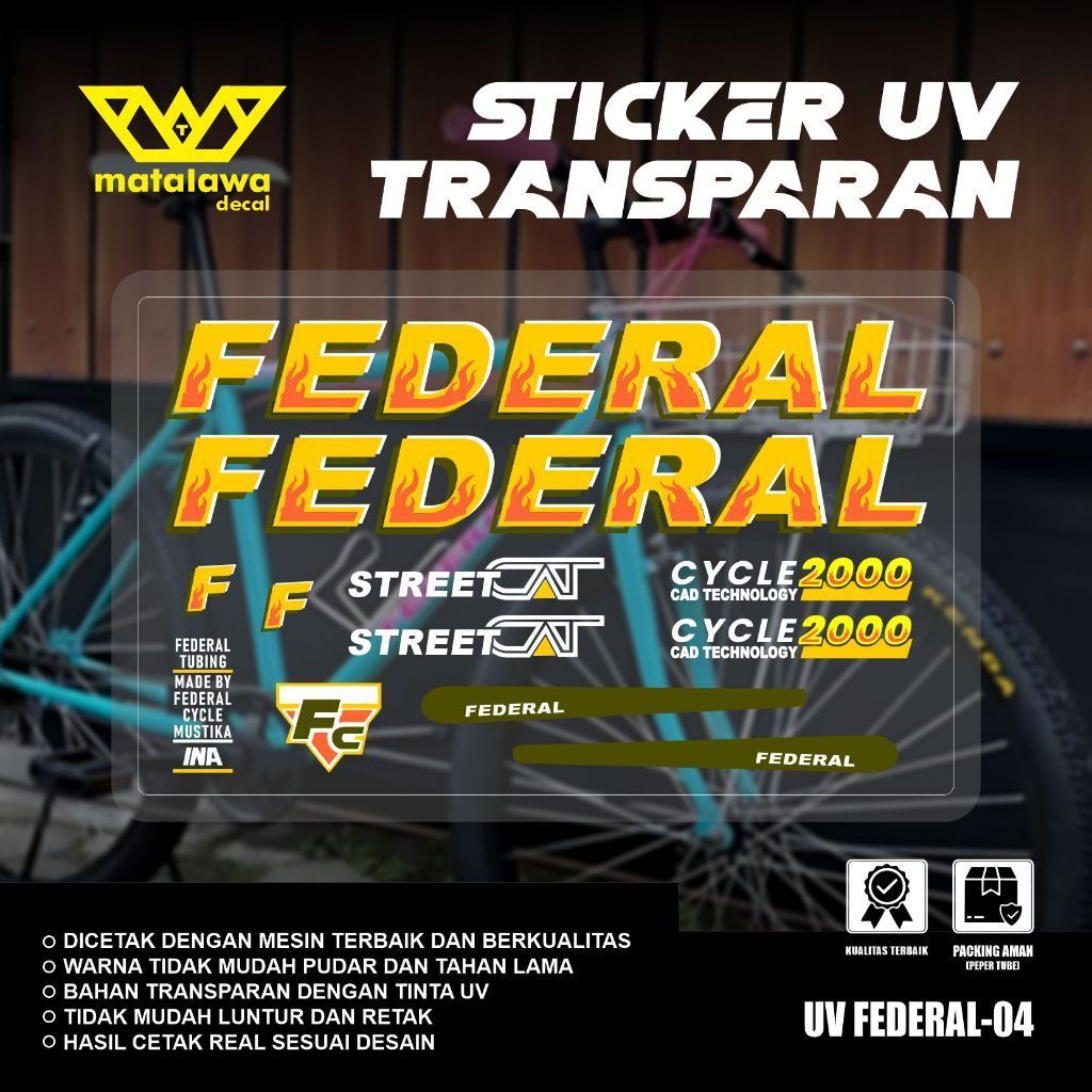 ตัดสติ๊กเกอร์ UV FEDERAL TRANSPARKENT STREET CAT 550 สติ๊กเกอร์จักรยาน Kalcer SET 04 ADS ตัดจักรยาน 