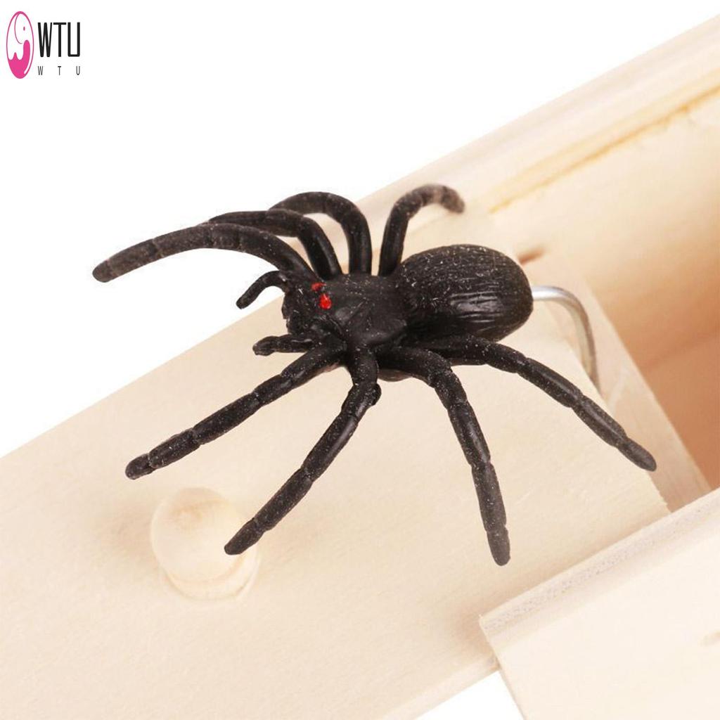 กล่องไม้ของเล่นเคล็ดลับแมงมุมเล่นตลกตลก Scare กล่องของเล่น Tricking Scaring People ของเล่นสําหรับฮาโ