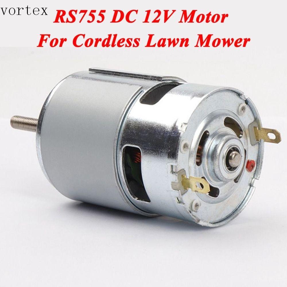 VORTEXG มอเตอร์เครื่องตัดหญ้า,ลูกปืนเพลายาว RS755 DC Motor, Robust High Power 12V DC แรงบิดขนาดใหญ่เครื่องตัดหญ้าเปลี่ยนมอเตอร์อะไหล่เครื่องมือไฟฟ้า