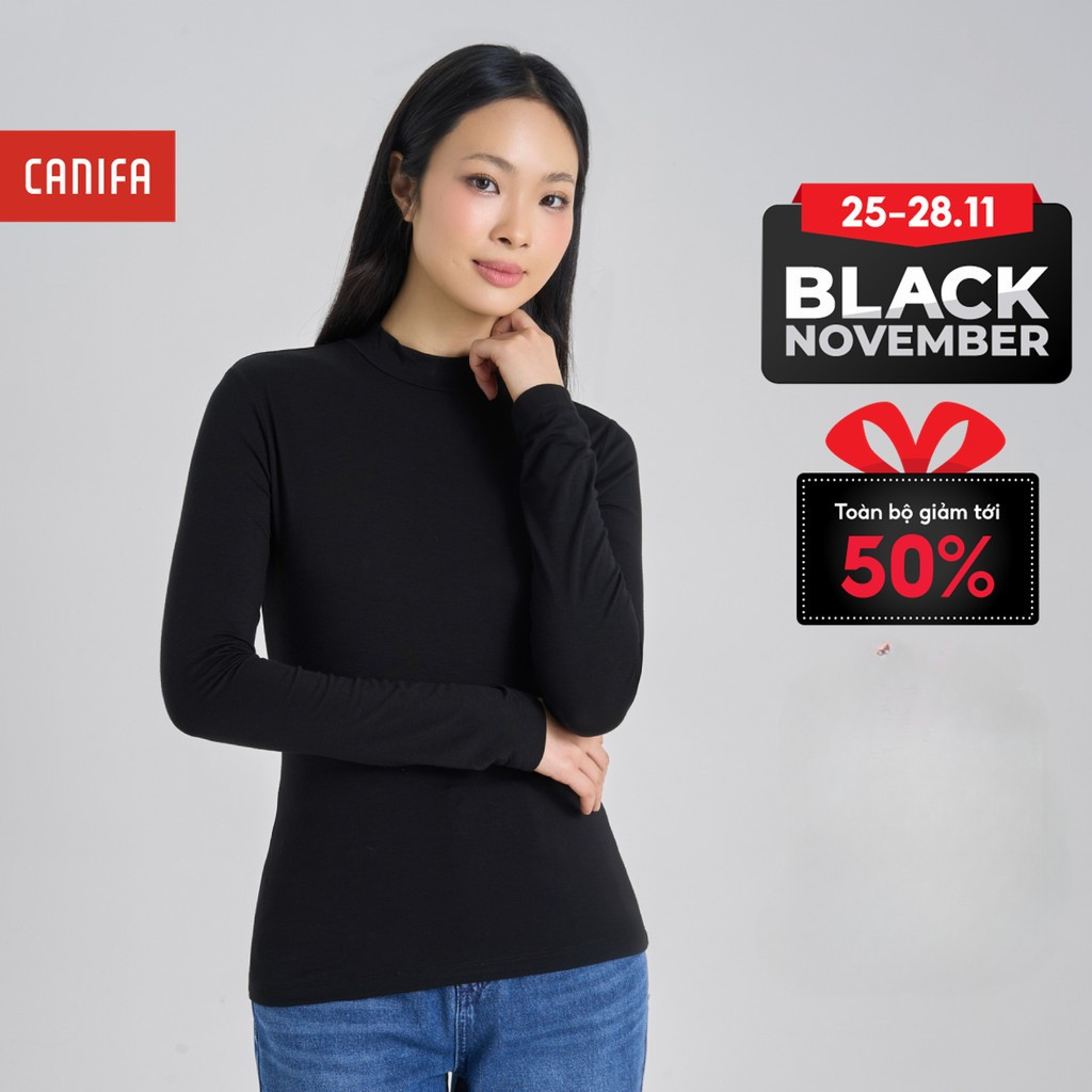 [EXCLUSIVE PRODUCTS] CANIFA เสื้อระบายความร้อนของผู้หญิงแขนยาวและคอปก 3p วอร์มสุดๆ 6IT25W004