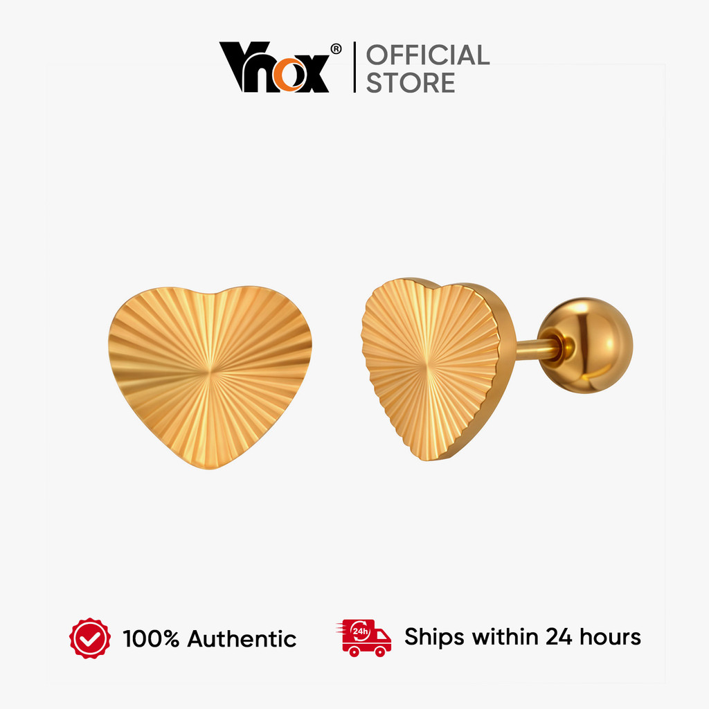 Vnox Heart Shape Stud Earring for Women Stainless Steel Hypoallergenic Fashion Earrings Jewelry Gift
