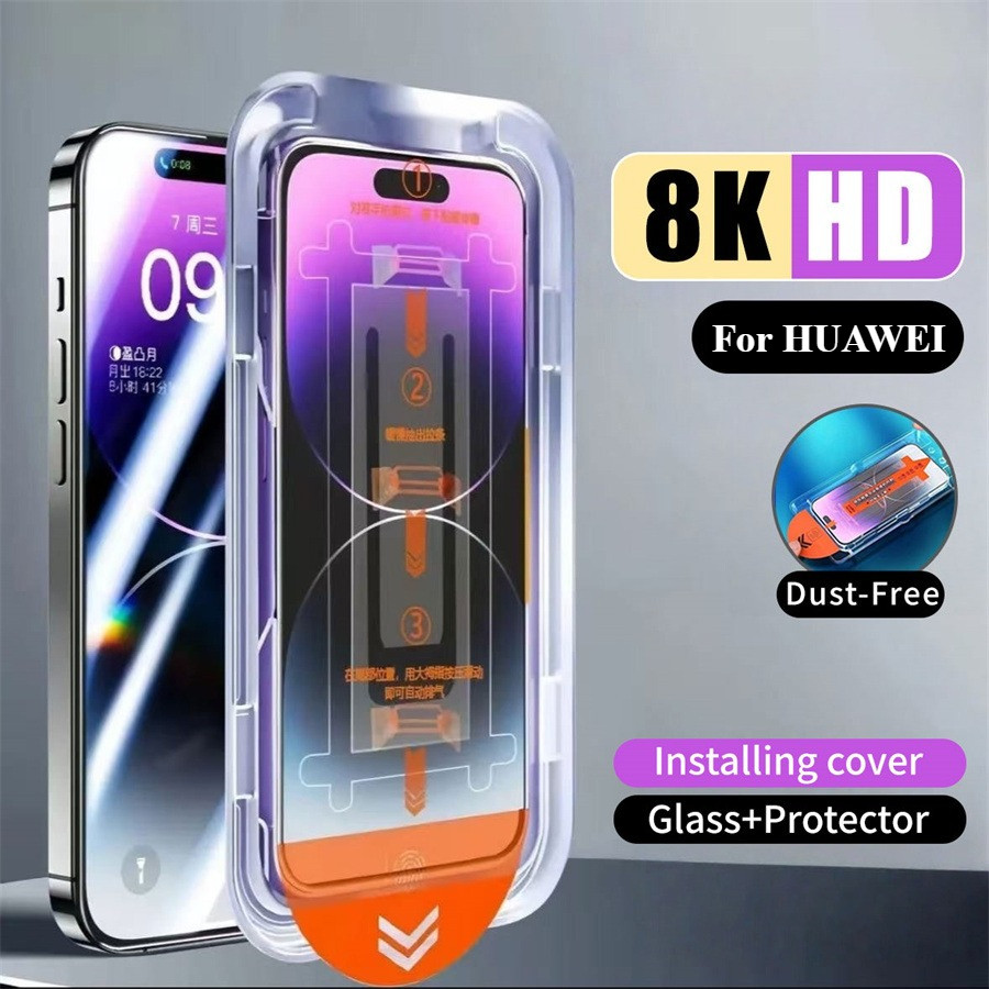 ติดตั้งง่ายกระจกนิรภัยสําหรับHUAWEI Pura 80 70 Pro Plus Ultra P50 P40 P30 Mate 30 ฝุ่นติดตั้งฟรีป้องกันหน้าจอ