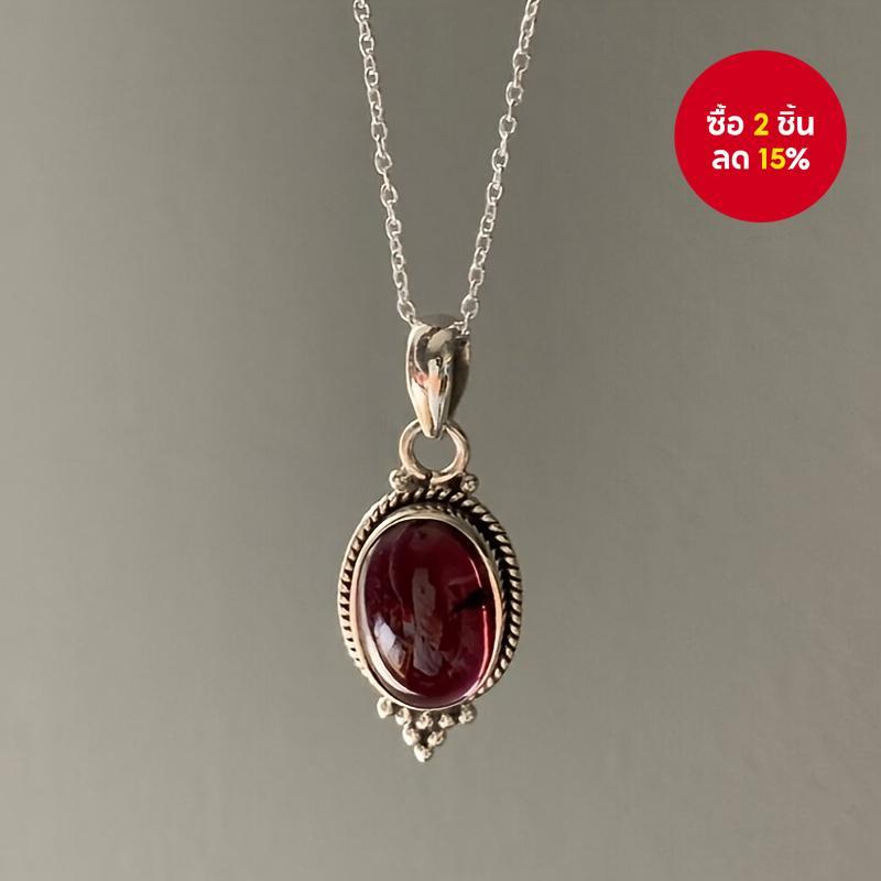 สร้อยคอจี้ทับทิมวินเทจโบฮีเมียนเครื่องประดับโลหะผสมยุโรปและอเมริกาสําหรับสไตล์ที่ไม่ซ้ําใคร