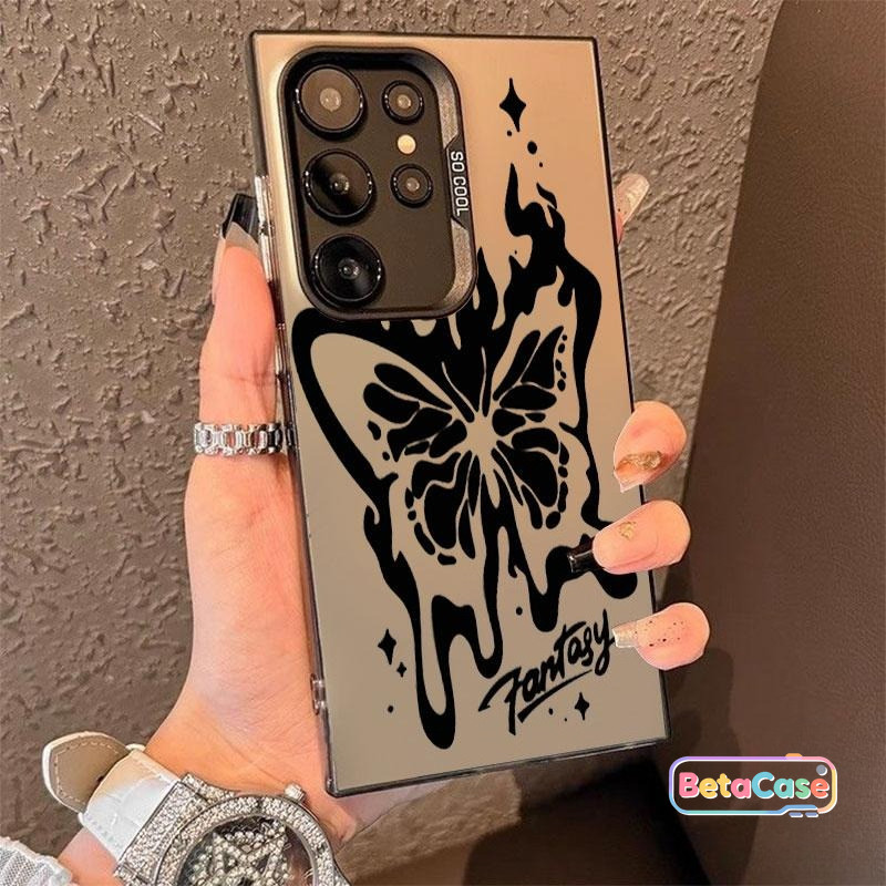 เคส IMD ลวดลายผีเสื้อดำแฟนตาซีกับลายน้ำ S25 S24 S23 S22 S22U S23U S24U S25U S25Edge S24PLUS S24FE S23PLUS S23FE