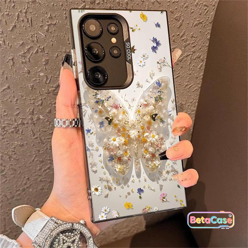 เคสโทรศัพท์ IMD ลายผีเสื้อสีขาวสวย S25 S24 S23 S22 S22U S23U S24U S25U S25Edge S24PLUS S24FE S23PLUS S23FE