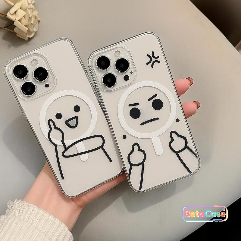 เคสโทรศัพท์โปร่งใสแม่เหล็กตลกและตลกสําหรับ iPhone 17, 16, 15, 15pro, 15plus, 14, 14pro, 14plus, 13, 13pro, 12, 11, 11pro