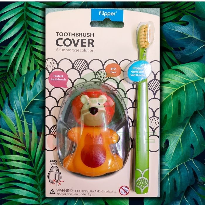 Flipper แปรงสีฟันสําหรับเด็กสัตว์แสนสนุก Combo แปรงสีฟันและที่วาง Lion