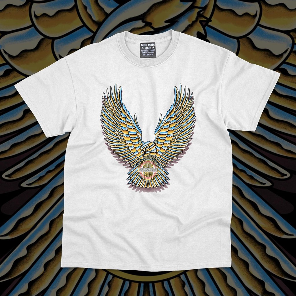 SING MAIN - TSHIRT Wing Eagle Colourfull White Distro เสื้อยืดสําหรับผู้ชายและผู้หญิงรถจักรยานยนต์