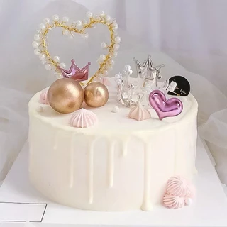 👑ร้านไทย พร้อมส่ง👑 อุปกรณ์ตกแต่งเค้ก Topper มงกุฎเจ้าหญิง ประดับไข่มุกคริสตัล ขนาดเล็ก จำนวน 1 ชิ้น สีทองสีเงิน C52
