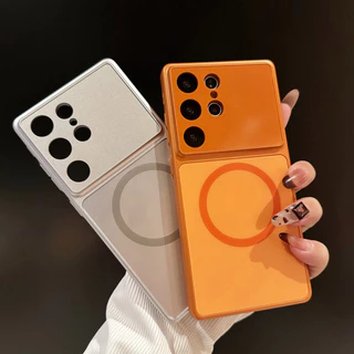 หรูหราหน้าต่างขนาดใหญ่ป้องกันเลนส์ AG Frosted Magnetic Case สําหรับ Samsung S26 Ultra S26 Plus S25 Ultra S24 S23 Ultra ไร้สายชาร์จ Hard กันกระแทก