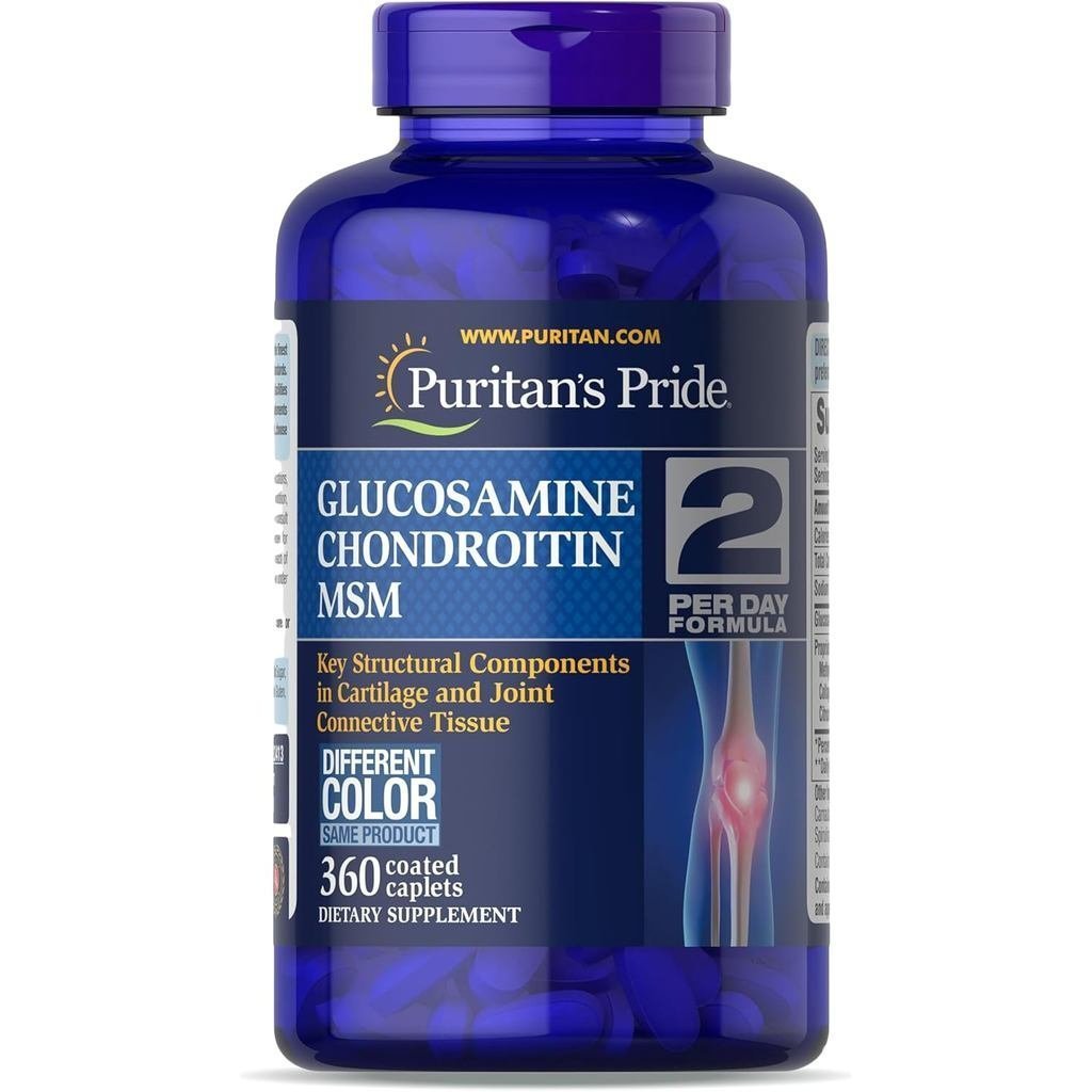 Puritans Pride Glucosamine Chondroitin MSM ผลิตภัณฑ์เสริมอาหารเพื่อสุขภาพร่วม อุปทาน 6 เดือน เม็ดเคล
