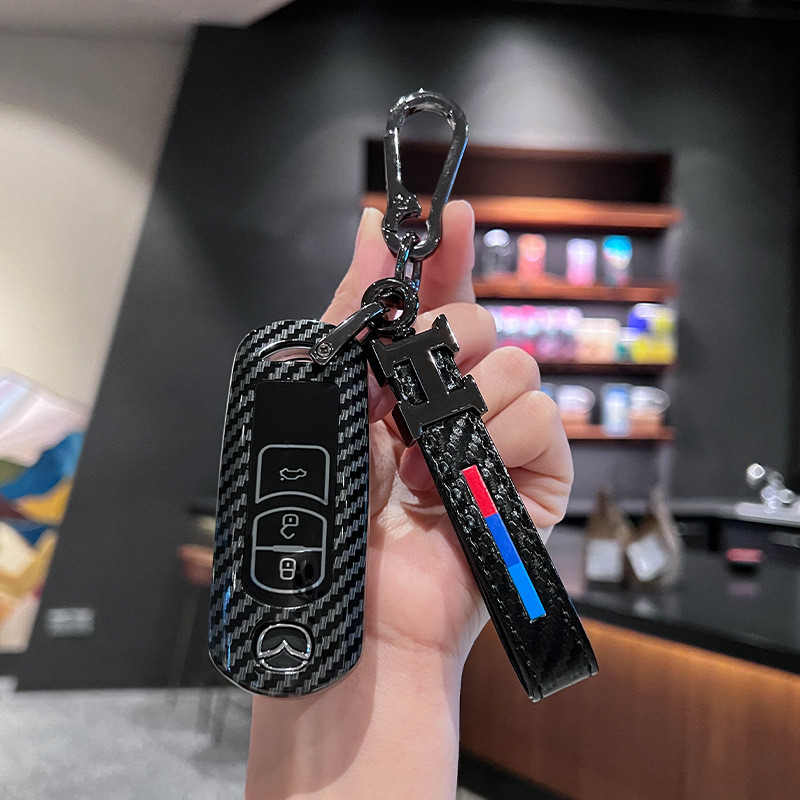 พวงกุญแจกุญแจรถ Priting สีดําสําหรับ Mazda 3 CX30 CX5 CX4 CX50