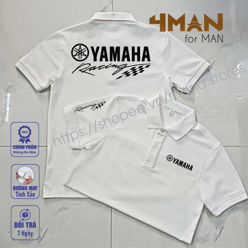 YAMAHA Racing Design Polo T-shirt – ผ้าจระเข้ CVC พรีเมี่ยม หนา เนียน เย็นสบาย – 4Man Store