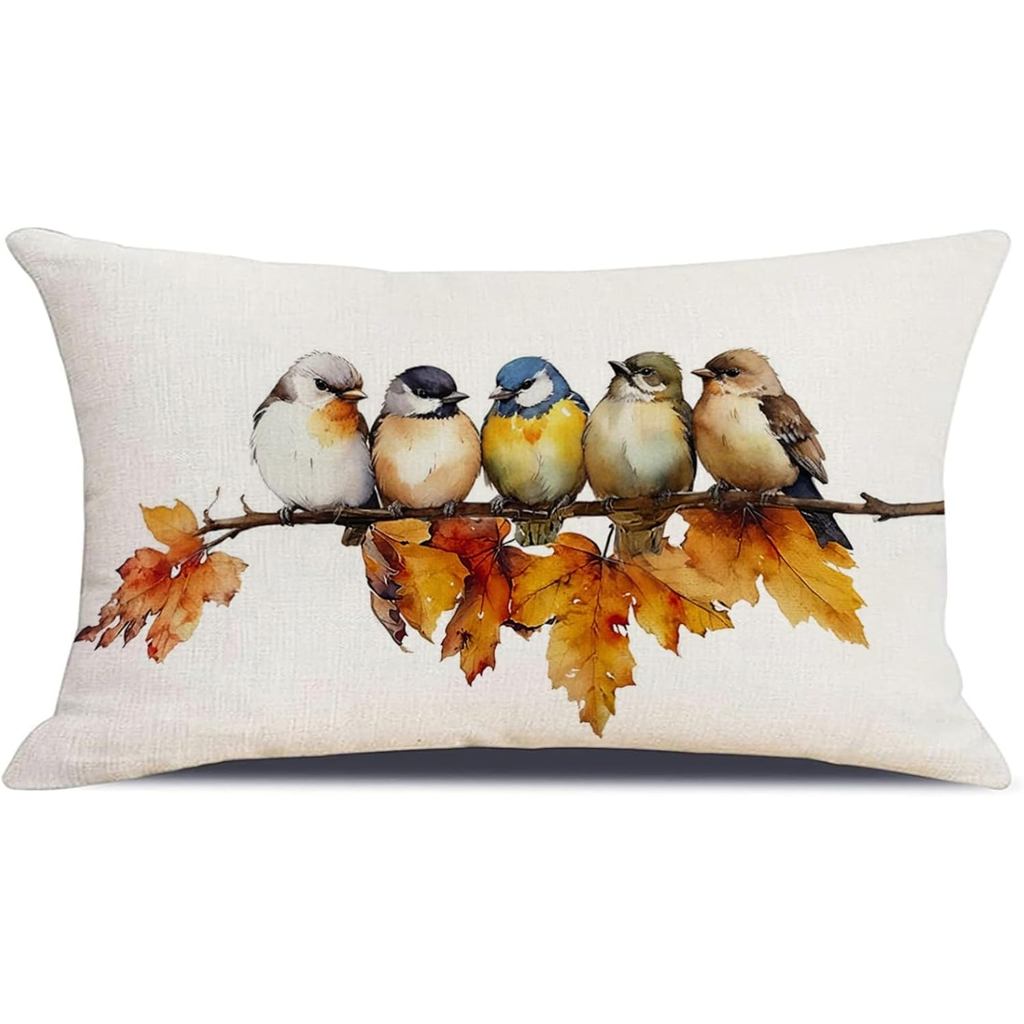 นกตกโยนหมอน, 12x20 นิ้วฤดูใบไม้ร่วงวันขอบคุณพระเจ้า Maple Leaf เบาะเอวสําหรับ Home โซฟาโซฟาห้องนั่งเ