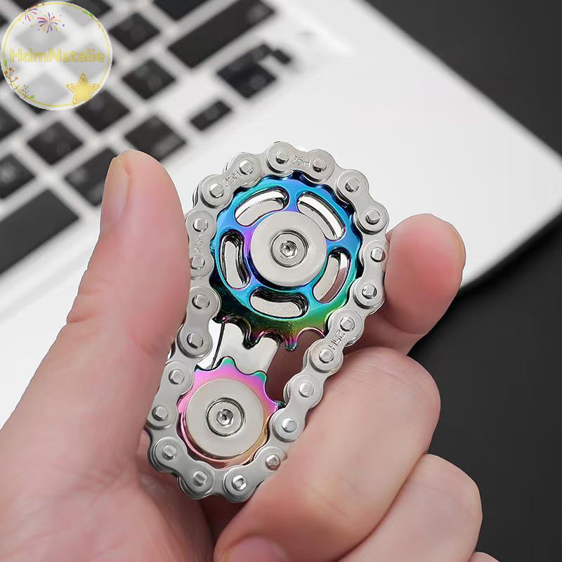 HdmNatalie โลหะเฟืองโซ่ Flywheel ปลายนิ้ว Gyro Fidget Spinner ของเล่น Anti Stress DIY เปลี่ยนจักรยาน