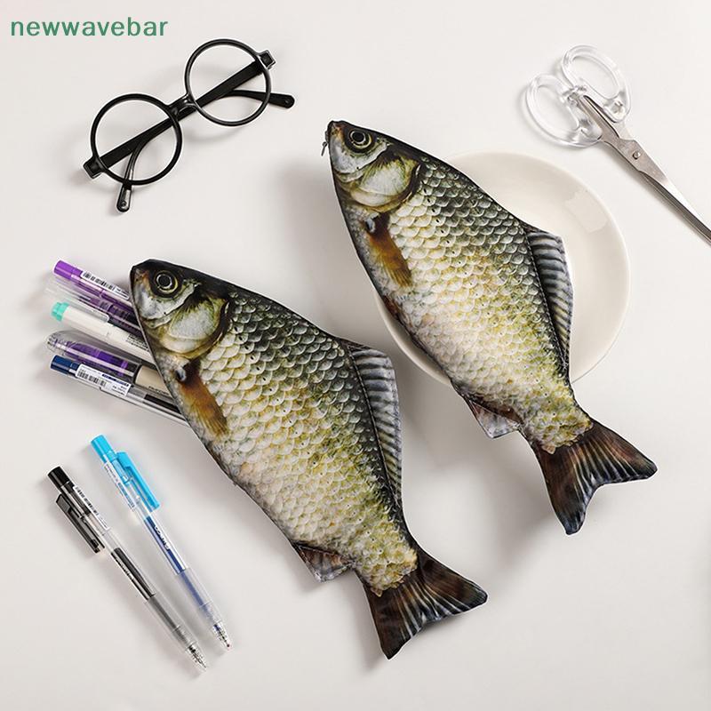 [HENGHOME] Creative Funny Fish Shaped Pen Bag Pens Crucian Carp Pencil Case Funny Student Stationery