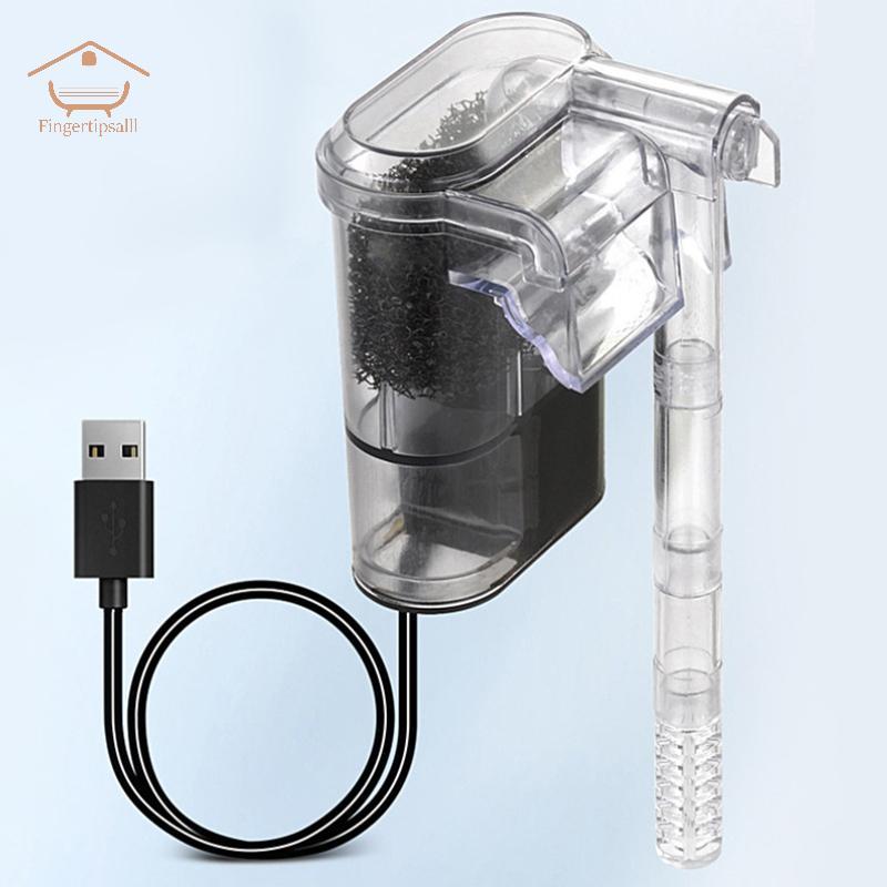 FIN Aquarium Hang On Filter Mini Filter Fish Tank USB Power Interface 2.5W Flow 250 H/L เหมาะสําหรับ