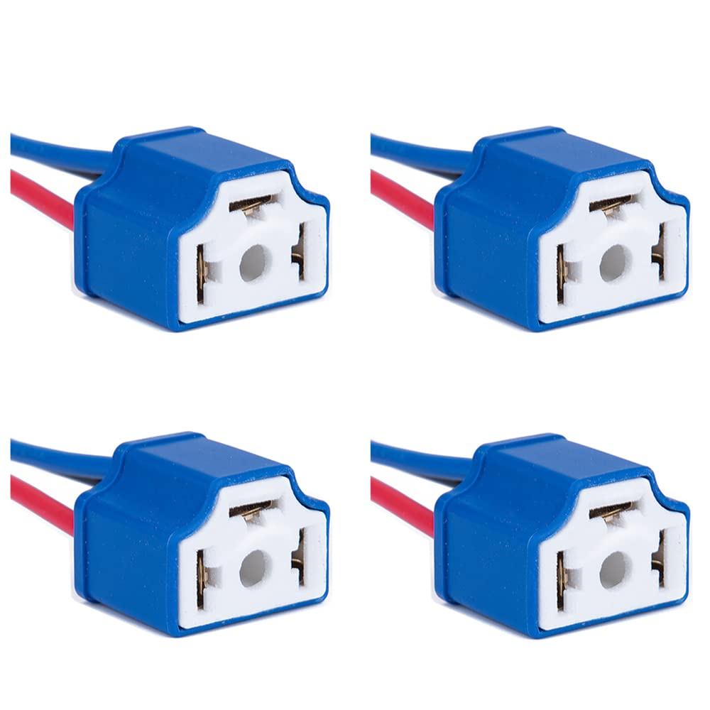 BlyilyB 4-Pack H4 9003 HB2 สายไฟไฟหน้าเซรามิค Socket Connector ใช้งานร่วมกับรถบรรทุกเรือ Marine ไฟหน
