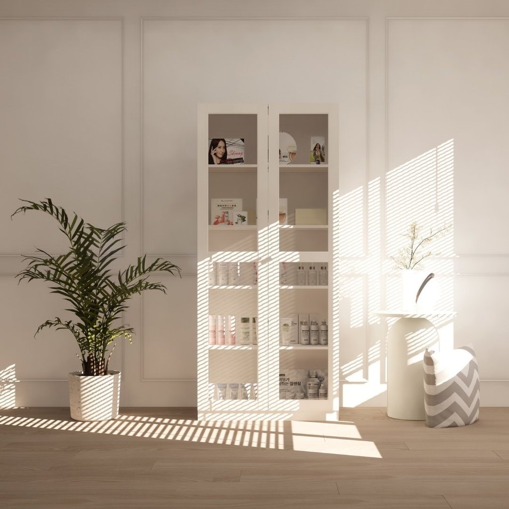 Looms ตู้โชว์บานกระจก ขนาด 80 ซม. รุ่น GLAZIA สีขาว (80x31.6x180 ซม.)  แบรนด์ LOOMS