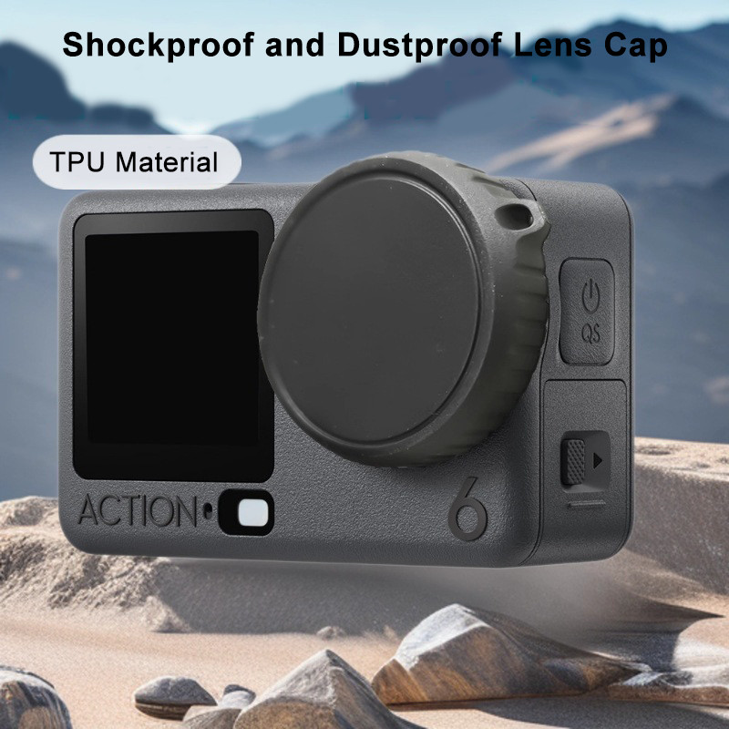 ฝาปิดเลนส์ TPU สําหรับ DJI Osmo Action 6, ตัวป้องกันเลนส์ป้องกันรอยขีดข่วนพร้อมเชือกเส้นเล็ก, ฝาครอบป้องกันน้ําหนักเบาพิเศษสําหรับ DJI Osmo Action 6 อุปกรณ์เสริมสําหรับกล้อง