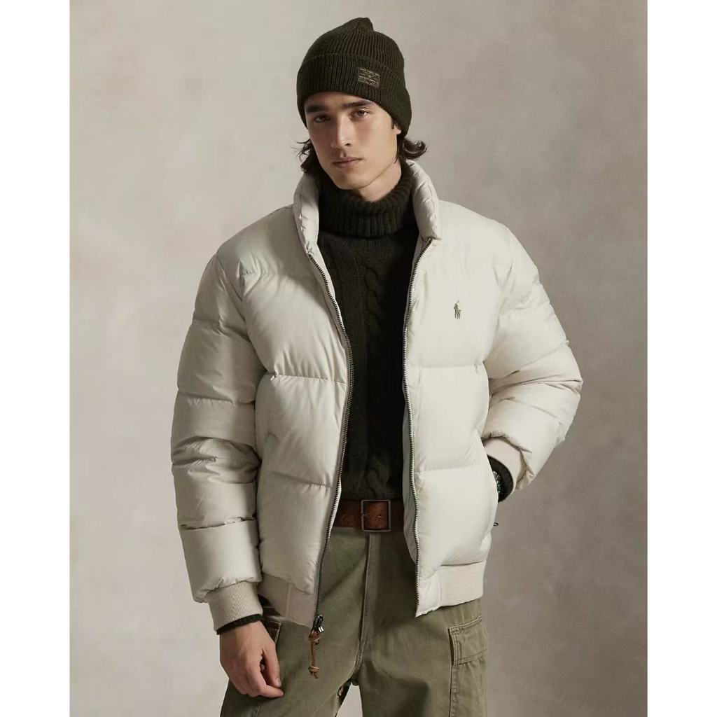 RL Down Jacket for Men แขนยาวคลาสสิก การ์ตูนโพนี่ ปักคอตั้ง Top