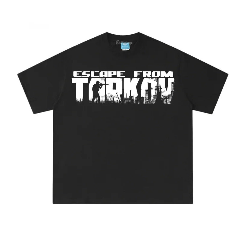 เสื้อยืดพิมพ์จากเกม Escape from Tarkov ผ้าฝ้าย 100% สำหรับสวมใส่สบายในหน้าร้อน