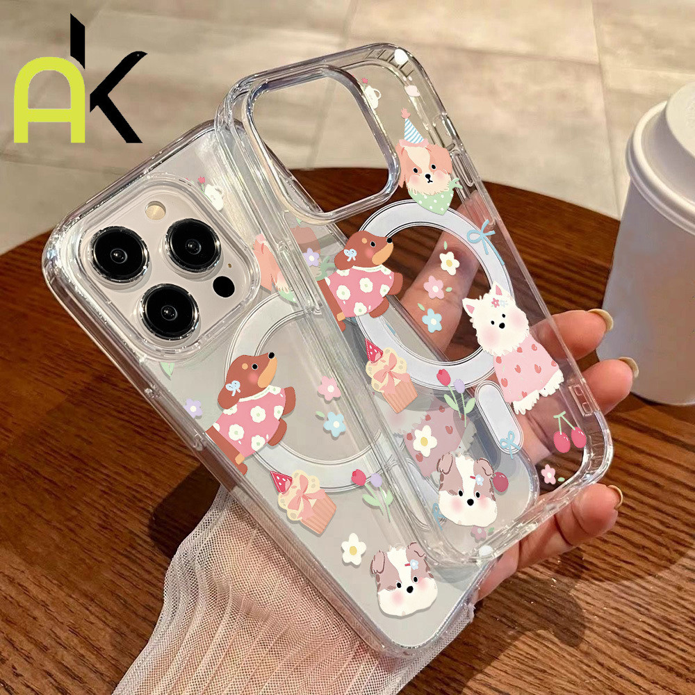 AK เคสชาร์จไร้สายสำหรับ for IPhone 11 12 13 14 15 16 17 Pro Max TPU Wireless Charger Magnetic Case