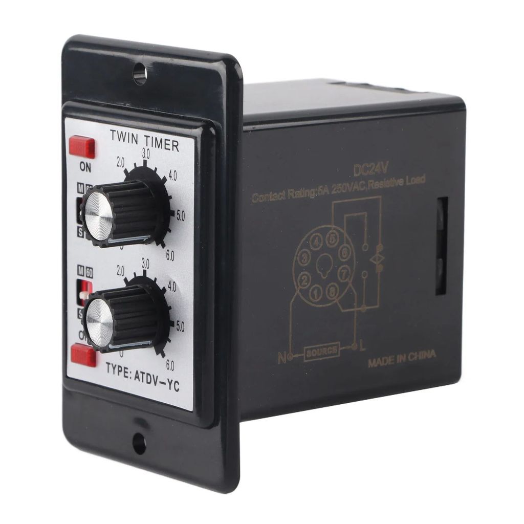 ATDV-YC On Off Timer Relay On Off Twin Timer Relay Knob Control Time Switch ATDV-YC 6S-60M Twin Time