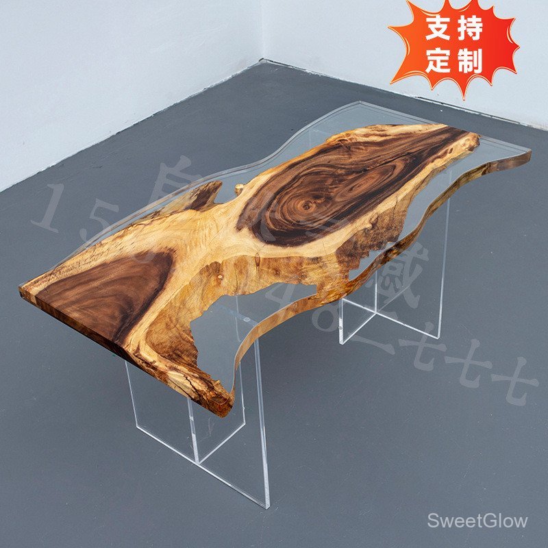 โต๊ะประชุม Creative Epoxy Resin River Table ไม้เนื้อแข็งขนาดใหญ่ Board Tea Table Poplar Tea Table Lo