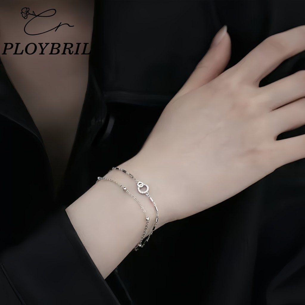 PLOYBRIL✨ข้อมือเงิน Pure Love สร้อยข้อมือสองชั้น กําไลเงิน กำไลเพชร สร้อยข้อมือผู้หญิง กําไลแฟชั่น S019