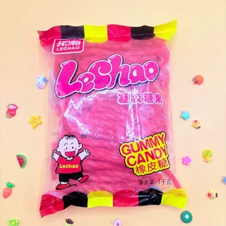 LeChao Jelly Sticks เยลลี่แท่งโคล่าและเยลลี่แท่งสตรอว์เบอร์รี่ เคี้ยวหนึบ รสเข้มข้น เคี้ยวหนึบ ขนาดใหญ่เต็มถุง 1 กก.