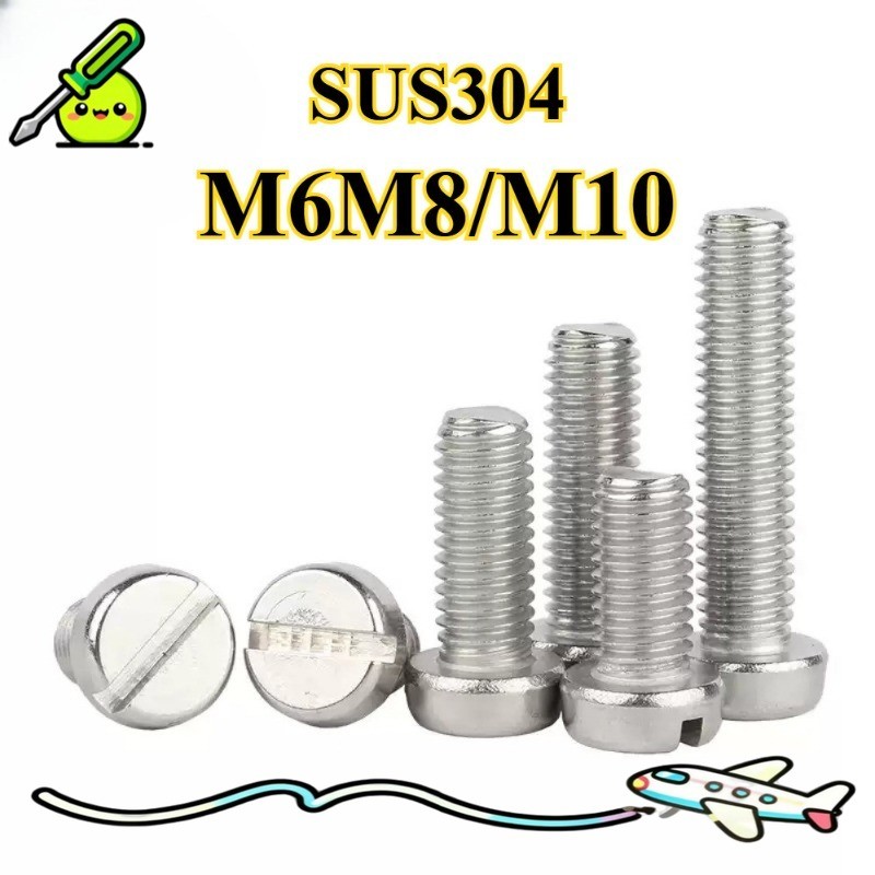 304 สแตนเลส one-slot สกรูหัวทรงกระบอก GB65 สกรู slotted หัวกลม bolt M6M8/M10xc-f2
