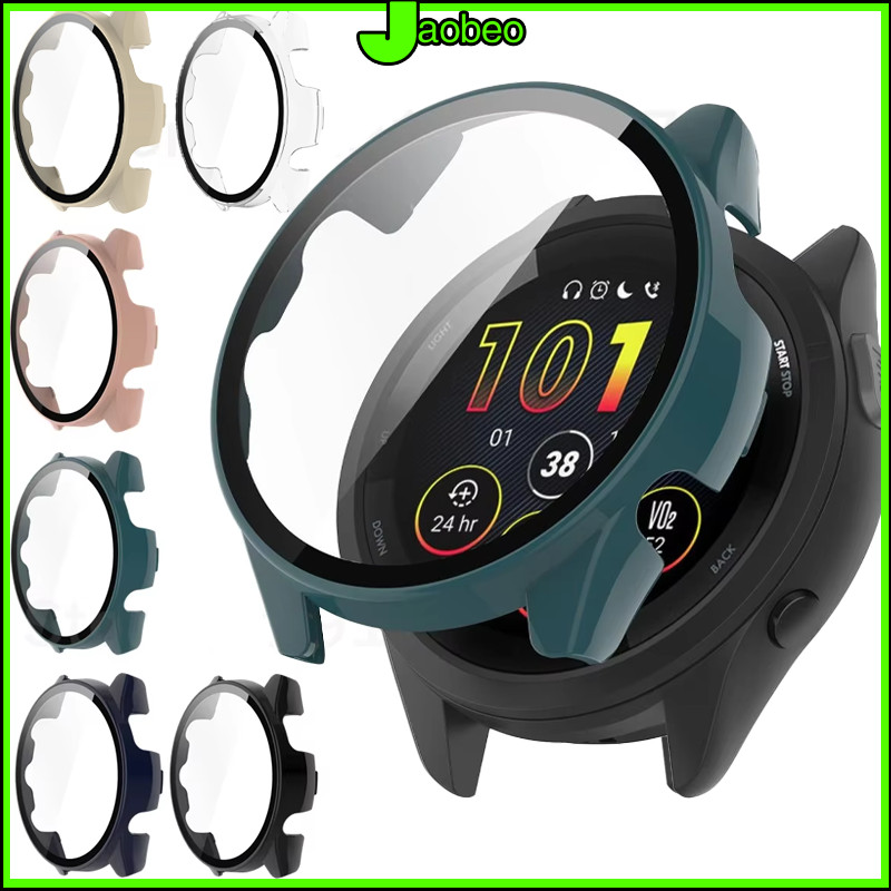 เคส ปกกระจกนิรภัย for Garmin Forerunner 165/165 Music ครอบคลุมเต็ม กรณีป้องกันป้องกัน Gores for Garmin Forerunner 165