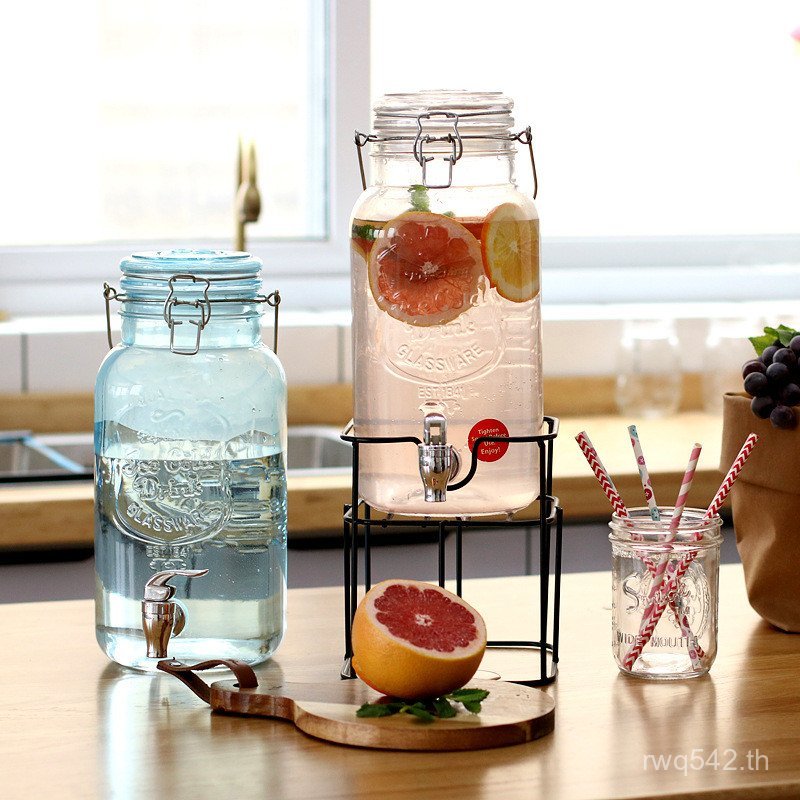 โถไวน์ฟอง 9203 Filial Piety Barrel Enzyme Barrel [โถแก้วโถน้ําผลไม้หนาสีน้ําตาลสไตล์ 4L ปิดผนึก 1841