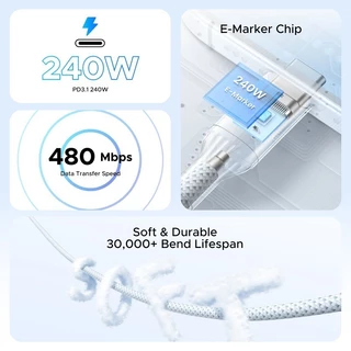 UGREEN สายชาร์จ PD240W สาย USBC to C ชิป E-Marker ถ่ายโอนข้อมูล 480Mbps สําหรับ iPhone 17 รุ่น L534