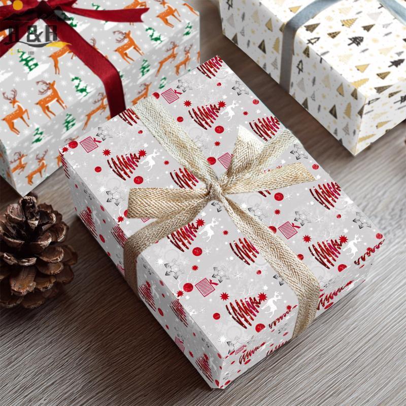 H&B Nov 1 แผ่น 19.68x27.56 นิ้วกระดาษห่อของขวัญคริสต์มาส กระดาษห่อของขวัญสีแดงสําหรับคริสต์มาสวันหยุ