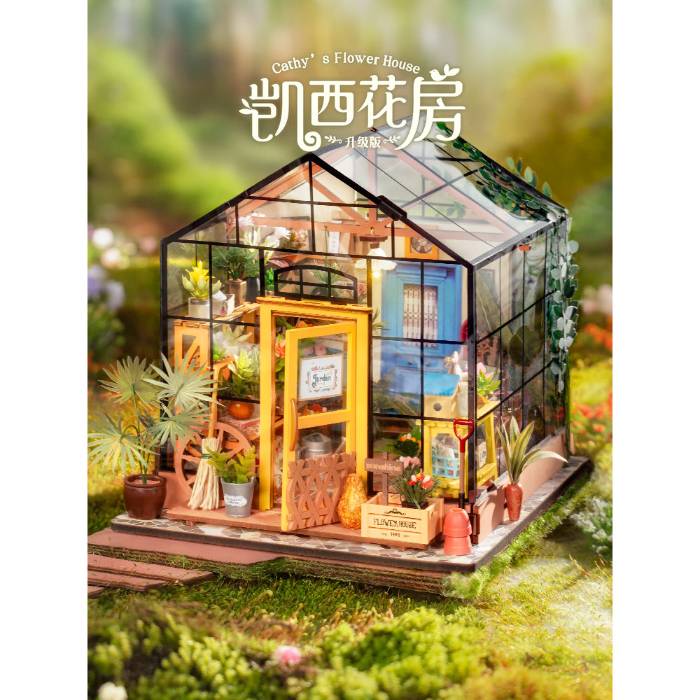 Rolife rolife rolife Kathy Flower House diy Handmade Cabin Art House Model Miniature ฉากของขวัญวันเก