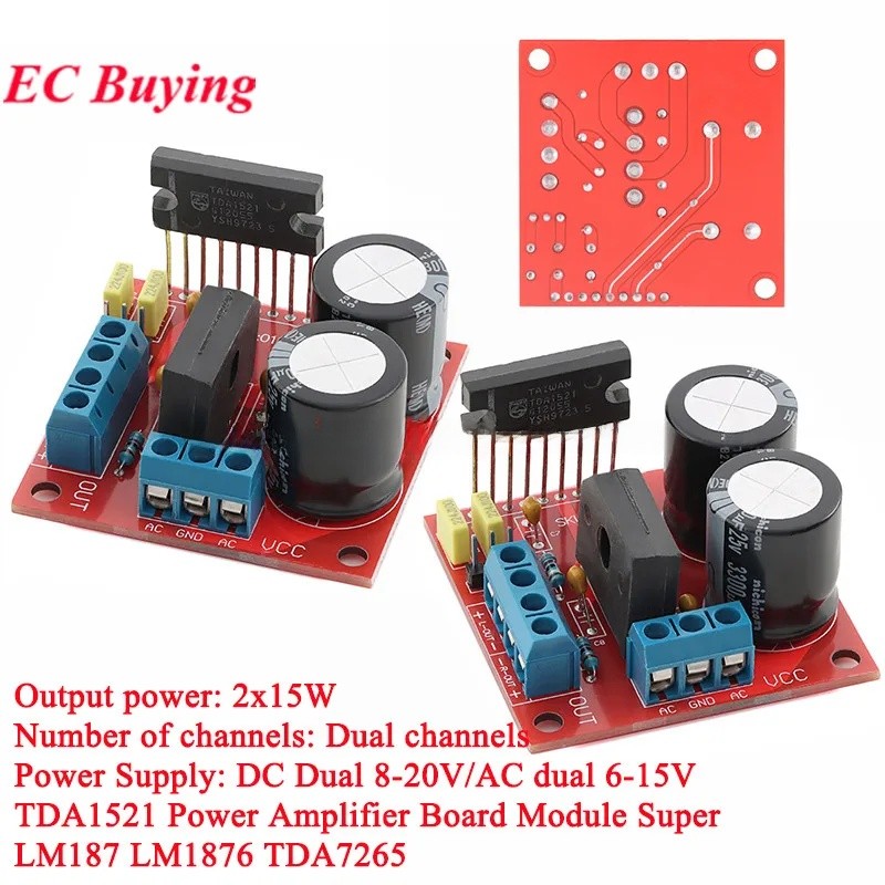 TDA1521 เครื่องขยายเสียงโมดูล Dual Channel 2*15W พร้อมวงจรกรองวงจร DIY Super LM187 LM1876 TDA7265