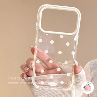 INS Polka Dotโปร่งใสโทรศัพท์มือถือสําหรับiPhone 17 16 15 14 13 12 Pro Max 11 17promax Big Hole Shock Resistance Protector TPUปกหลังเชลล์